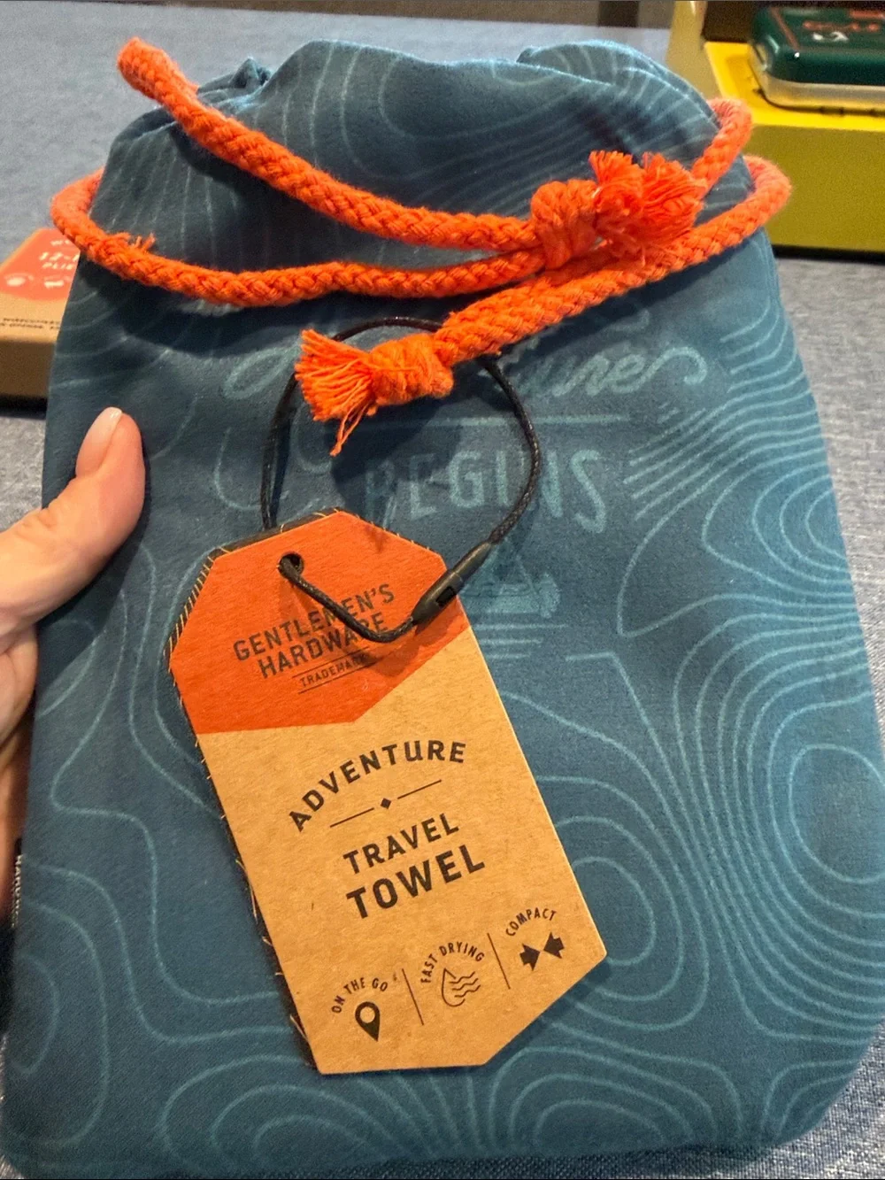 Adventure Travel Towel - Teal with Orange Drawcord